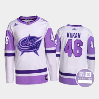 Blue Jackets Hockey Fights Cancer Dean Kukan Jersey Authentic Pro