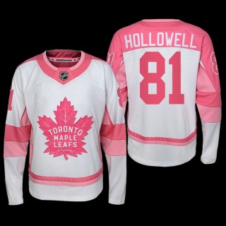 Mac Hollowell Toronto Maple Leafs Hockey Fights Cancer Jersey White Pink #81