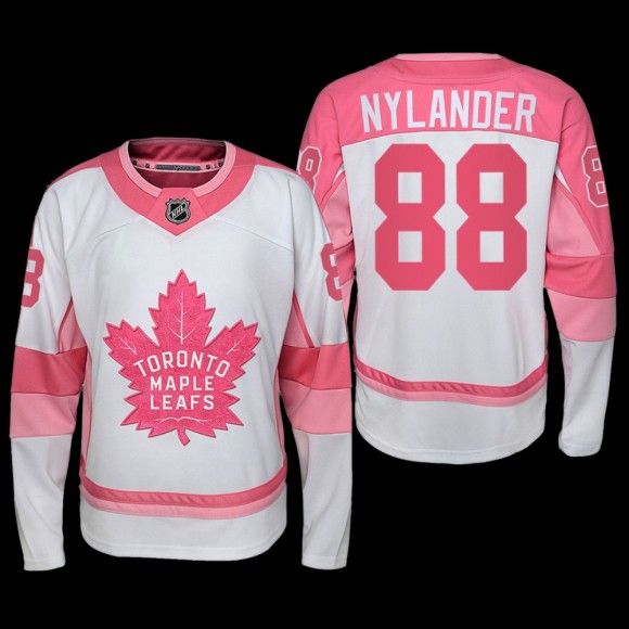 William Nylander Toronto Maple Leafs Hockey Fights Cancer Jersey White Pink #88