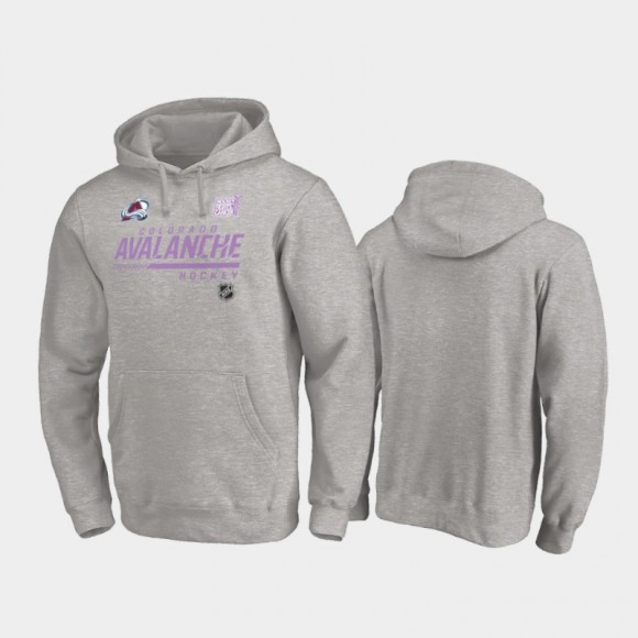 Men's Colorado Avalanche 2020 Hockey Fights Cancer Pullover Heather Gray Hoodie