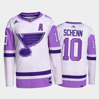 Brayden Schenn #10 St. Louis Blues HockeyFightsCancer White Primegreen Authentic Jersey