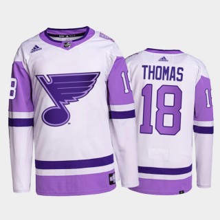 Robert Thomas #18 St. Louis Blues HockeyFightsCancer White Primegreen Authentic Jersey