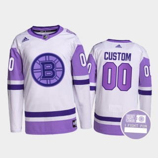Custom Hockey Fights Cancer Jersey Boston Bruins White Purple Primegreen Authentic
