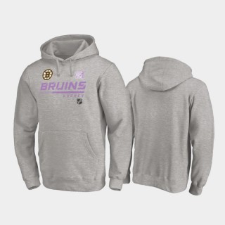 Men's Boston Bruins 2020 Hockey Fights Cancer Pullover Heather Gray Hoodie