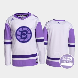 Hockey Fights Cancer Jersey Boston Bruins White Purple Primegreen Authentic
