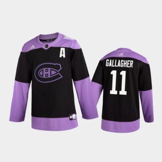 Men's Brendan Gallagher #11 Montreal Canadiens 2020 Hockey Fights Cancer Black Practice Jersey