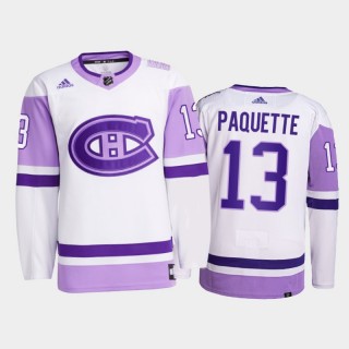 Cedric Paquette #13 Montreal Canadiens 2021 HockeyFightsCancer White Primegreen Jersey