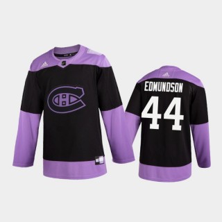 Men's Joel Edmundson #44 Montreal Canadiens 2020 Hockey Fights Cancer Black Practice Jersey