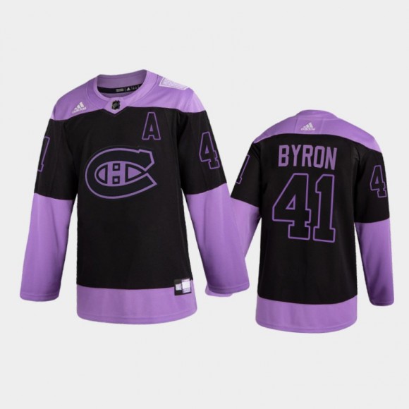 Men Montreal Canadiens Paul Byron #41 2021 Hockey Fights Cancer Night Purple Jersey