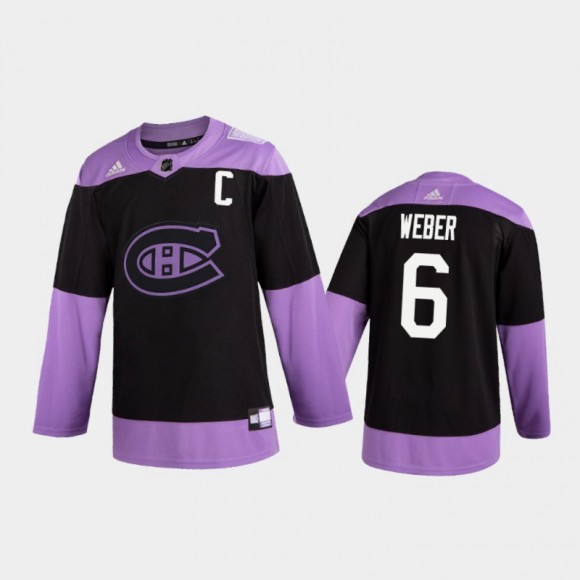 Men's Shea Weber #6 Montreal Canadiens 2020 Hockey Fights Cancer Black Practice Jersey
