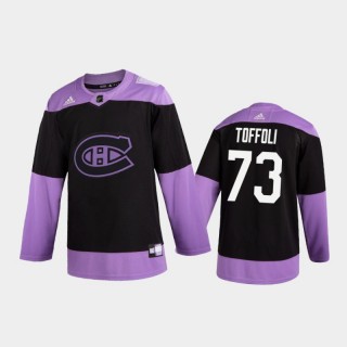Men's Tyler Toffoli #73 Montreal Canadiens 2020 Hockey Fights Cancer Black Practice Jersey