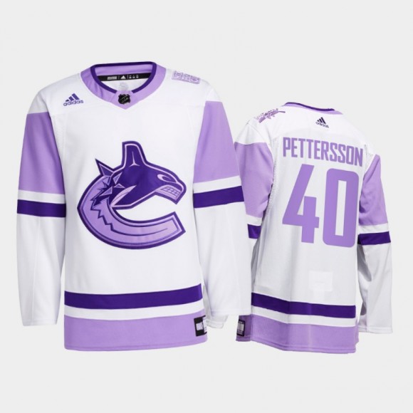 Elias Pettersson #40 Vancouver Canucks 2021 Hockey Fights Cancer White Special warm-up Jersey