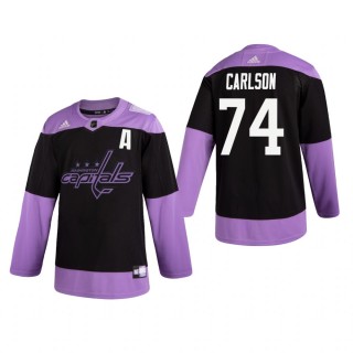 John Carlson #74 Washington Capitals 2019 Hockey Fights Cancer Black Practice Jersey