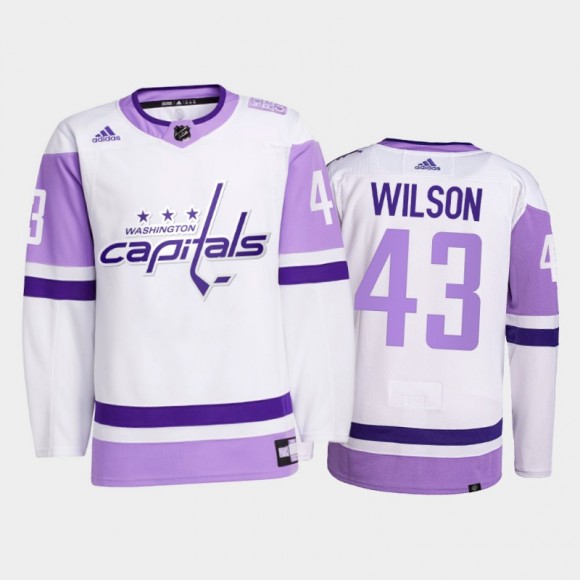 Tom Wilson #43 Washington Capitals 2021 Hockey Fights Cancer White Primegreen Jersey