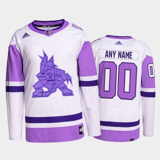 Custom HockeyFightsCancer Jersey Arizona Coyotes White Purple Primegreen Authentic