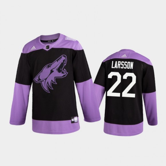 Men's Johan Larsson #22 Arizona Coyotes 2020 Hockey Fights Cancer Black Practice Jersey