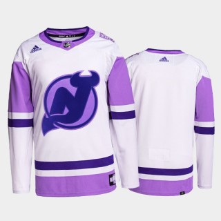New Jersey Devils HockeyFightsCancer White Purple Primegreen Authentic Jersey