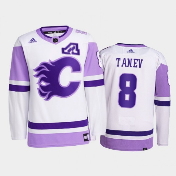 Christopher Tanev #8 Calgary Flames 2021 Hockey Fights Cancer White Primegreen Jersey