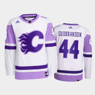 Erik Gudbranson #44 Calgary Flames 2021 Hockey Fights Cancer White Primegreen Jersey