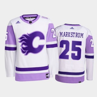 Jacob Markstrom #25 Calgary Flames 2021 Hockey Fights Cancer White Primegreen Jersey
