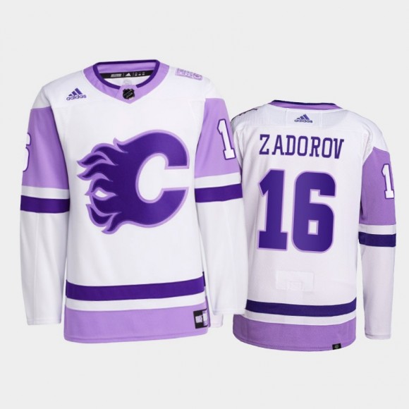 Nikita Zadorov #16 Calgary Flames 2021 HockeyFightsCancer White Primegreen Jersey