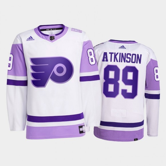 Cam Atkinson #89 Philadelphia Flyers 2021 HockeyFightsCancer White Primegreen Jersey