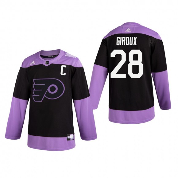Claude Giroux #28 Philadelphia Flyers 2019 Hockey Fights Cancer Black Practice Jersey