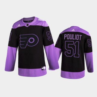 Men Philadelphia Flyers Derrick Pouliot #51 2021 Hockey Fights Cancer Night Purple Jersey