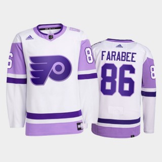 Joel Farabee #86 Philadelphia Flyers 2021 Hockey Fights Cancer White Primegreen Jersey