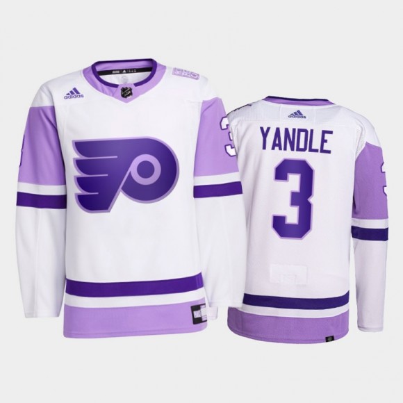 Keith Yandle #3 Philadelphia Flyers 2021 Hockey Fights Cancer White Primegreen Jersey