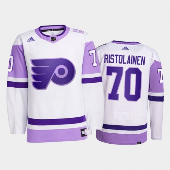 Rasmus Ristolainen #70 Philadelphia Flyers 2021 HockeyFightsCancer White Primegreen Jersey