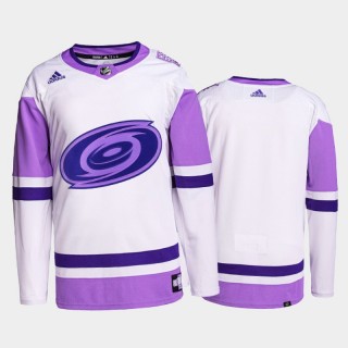 Carolina Hurricanes HockeyFightsCancer White Purple Primegreen Authentic Jersey