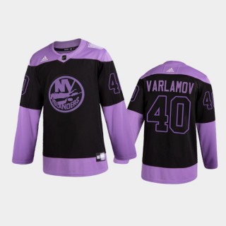 Men New York Islanders semyon varlamov #40 2021 Hockey Fights Cancer Night Purple Jersey