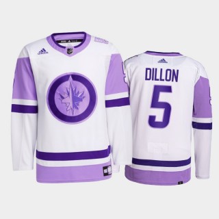 Brenden Dillon #5 Winnipeg Jets 2021 HockeyFightsCancer White Primegreen Jersey