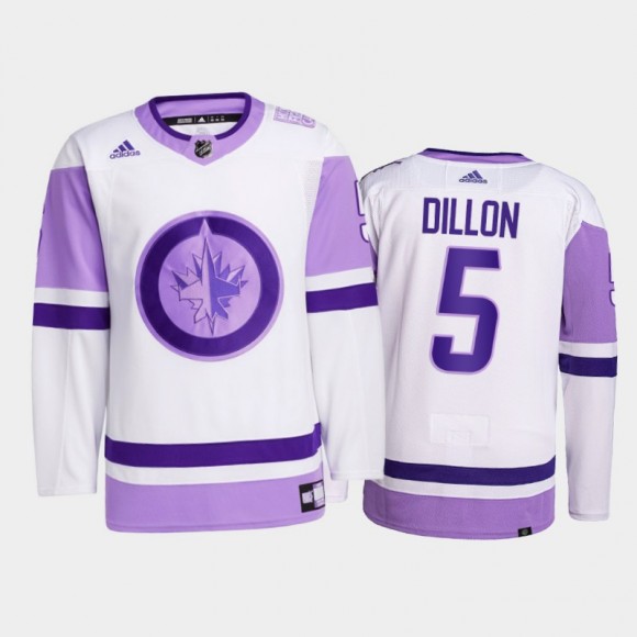 Brenden Dillon #5 Winnipeg Jets 2021 Hockey Fights Cancer White Primegreen Jersey