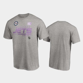 Men's Winnipeg Jets 2020 Hockey Fights Cancer Heather Gray T-Shirt