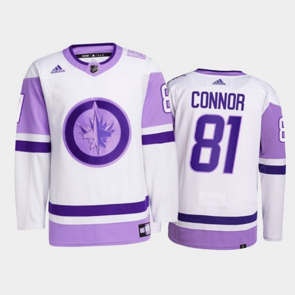 Kyle Connor #81 Winnipeg Jets 2021 Hockey Fights Cancer White Primegreen Jersey