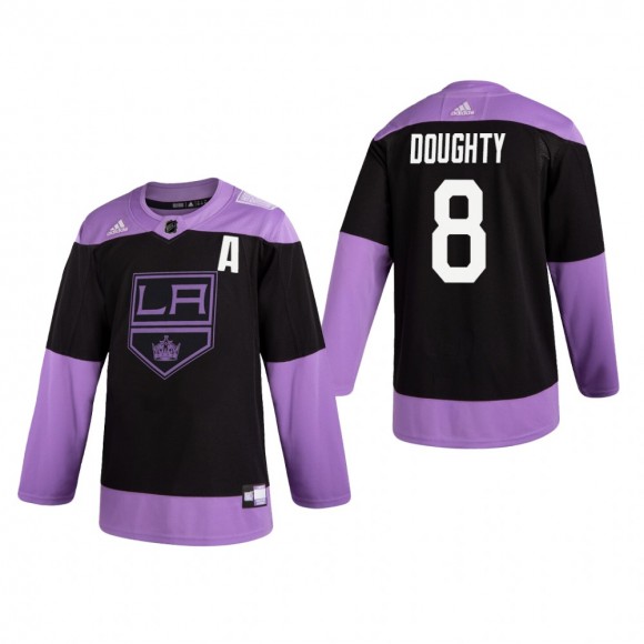 Drew Doughty #8 Los Angeles Kings 2019 Hockey Fights Cancer Black Practice Jersey