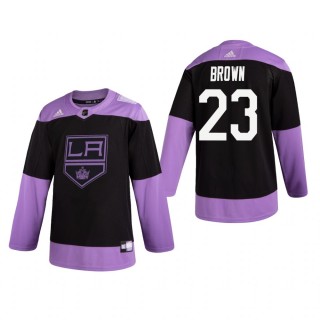 Dustin Brown #23 Los Angeles Kings 2019 Hockey Fights Cancer Black Practice Jersey