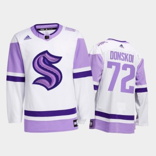 Joonas Donskoi #72 Seattle Kraken 2021 HockeyFightsCancer White Special Jersey