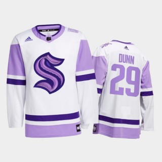Vince Dunn #29 Seattle Kraken 2021 Hockey Fights Cancer White Special Jersey