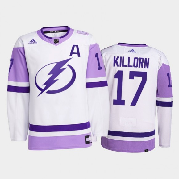 Tampa Bay Lightning 2021 Hockey Fights Cancer Alex Killorn White #17 Primegreen Jersey