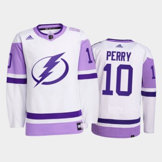 Corey Perry 2021 HockeyFightsCancer Lightning White Primegreen Jersey