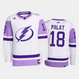 Tampa Bay Lightning 2021 Hockey Fights Cancer Ondrej Palat White #18 Primegreen Jersey
