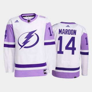 Tampa Bay Lightning 2021 Hockey Fights Cancer Patrick Maroon White #14 Primegreen Jersey