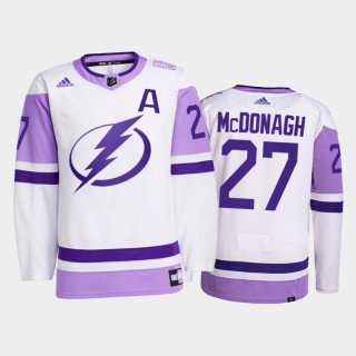 Ryan McDonagh 2021 HockeyFightsCancer Lightning White Primegreen Jersey