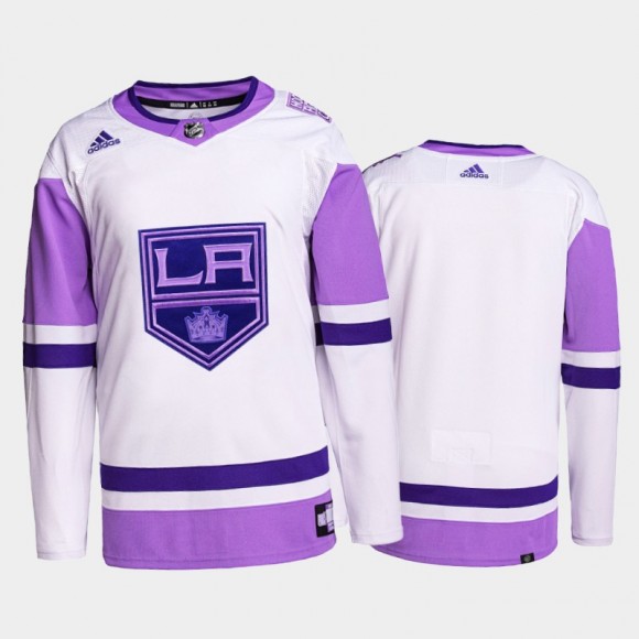 Los Angeles Kings 2022 Hockey Fights Cancer White Purple Primegreen Authentic Jersey