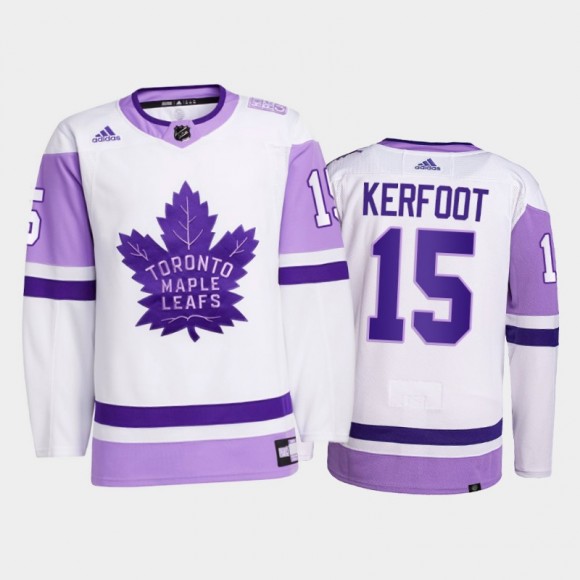 Alexander Kerfoot #15 Toronto Maple Leafs 2021 Hockey Fights Cancer White Primegreen Jersey