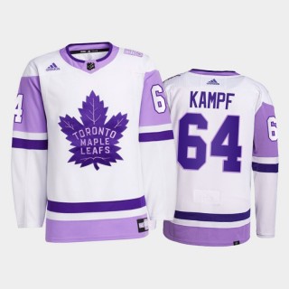 David Kampf #64 Toronto Maple Leafs 2021 HockeyFightsCancer White Primegreen Jersey