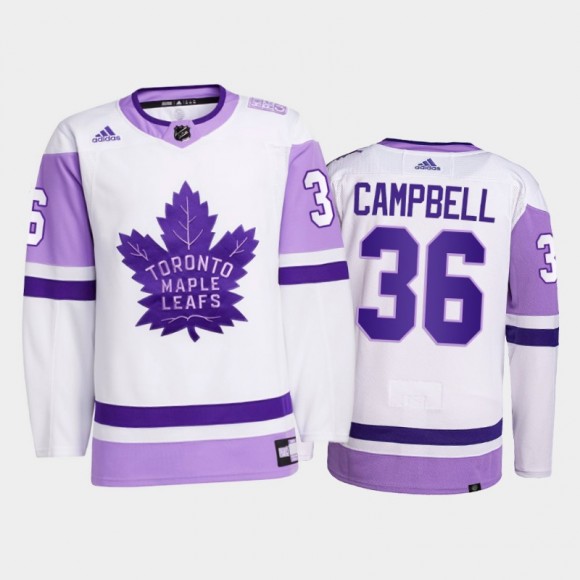 Jack Campbell #36 Toronto Maple Leafs 2021 Hockey Fights Cancer White Primegreen Jersey